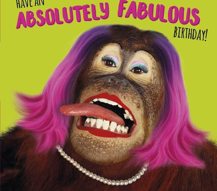 3D Lenticular Chimpanzee in Make Up Birthday Card - House of Cards