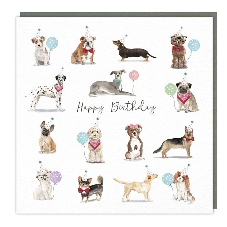 Sparkle Dogs and Balloons Happy Birthday Card