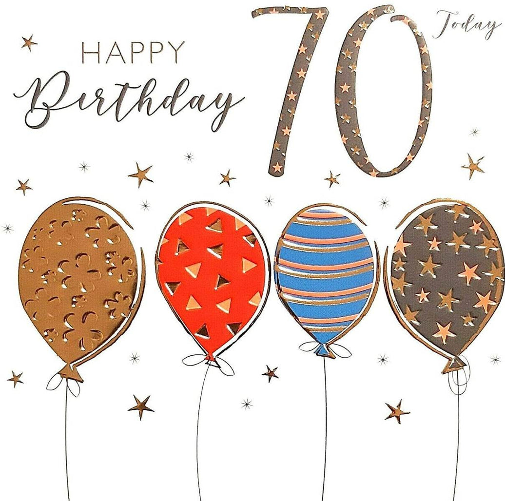 Balloons Happy 70th Birthday Card - House of Cards