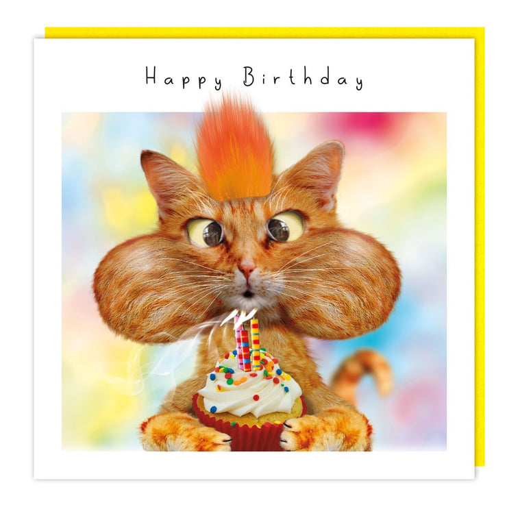 Fluff Cupcake Cat Happy Birthday Card
