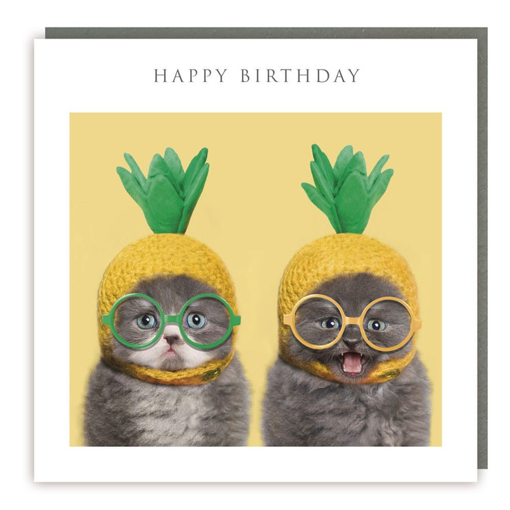 Cats In Pineapples Happy Birthday Card