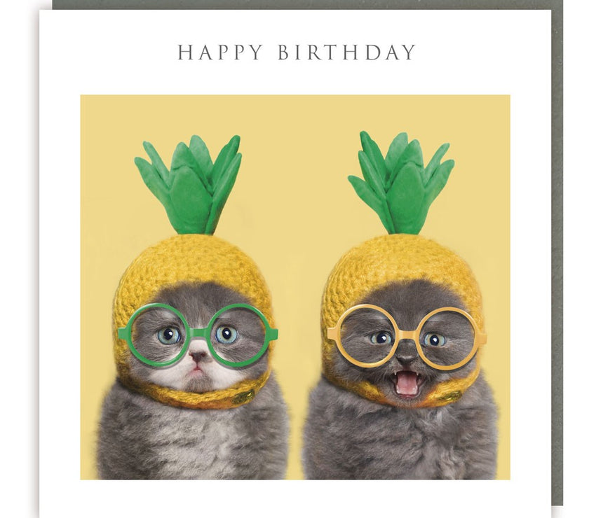 Cats In Pineapples Happy Birthday Card