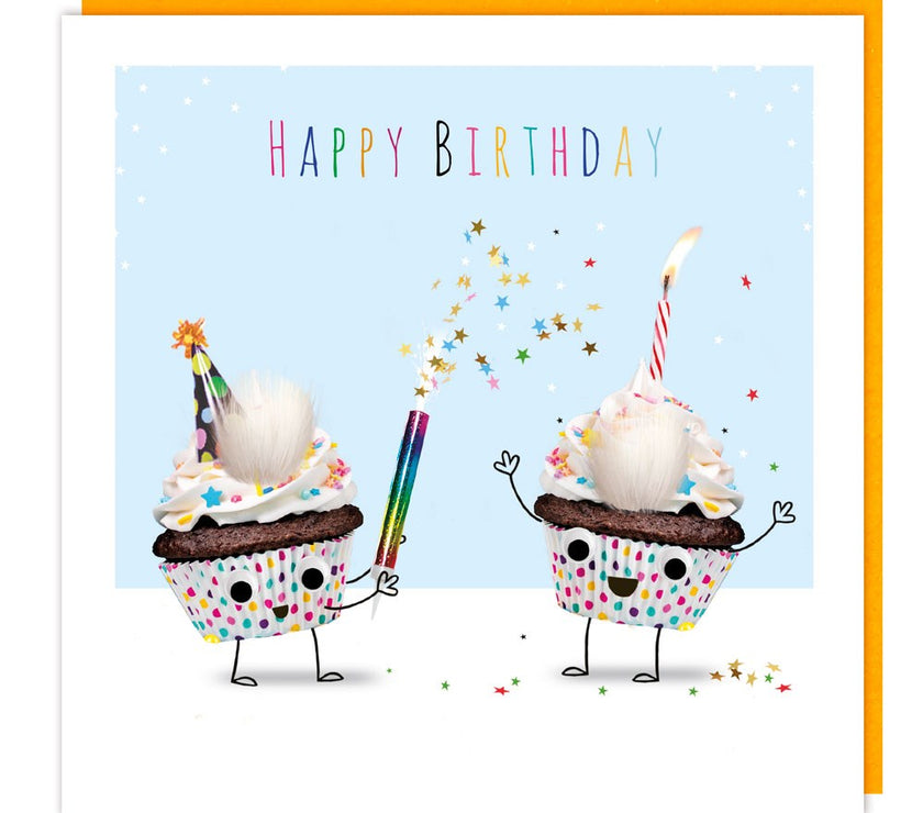 Fluff Cupcakes Happy Birthday Card