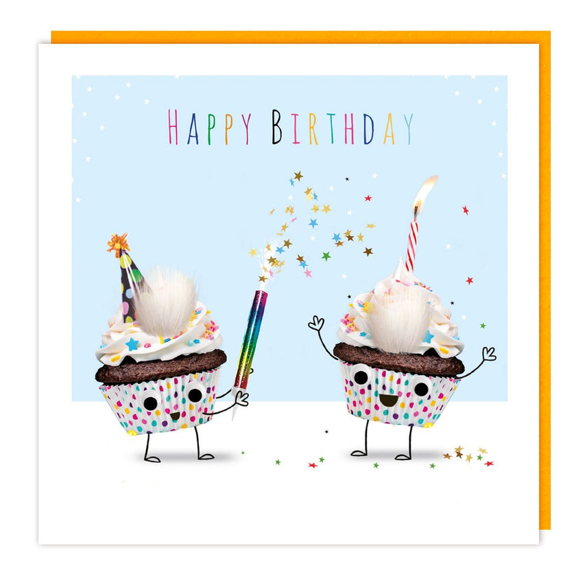 Fluff Cupcakes Happy Birthday Card