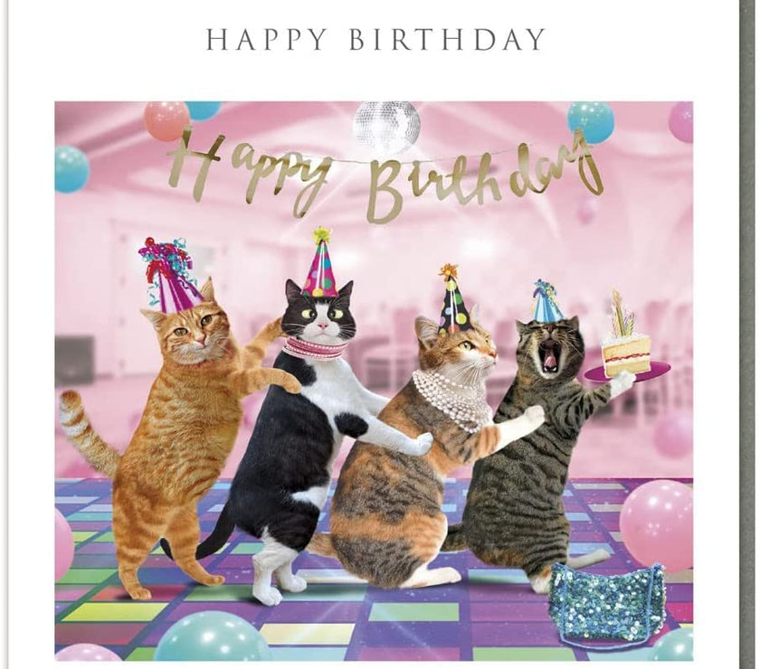 Cats Conga Line Happy Birthday Card