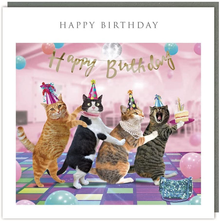 Cats Conga Line Happy Birthday Card