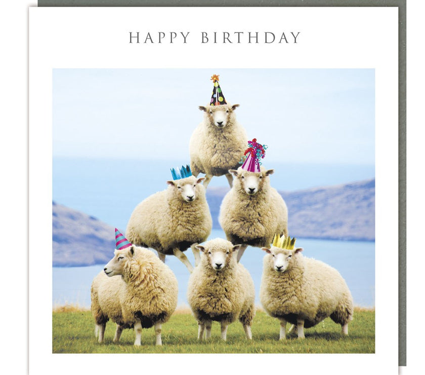 Sheep Pyramid Happy Birthday Card