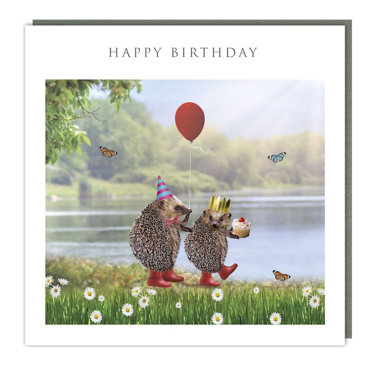 Hedgehogs In Boots Happy Birthday Card