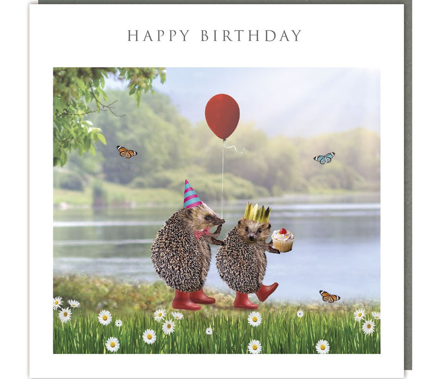 Hedgehogs In Boots Happy Birthday Card