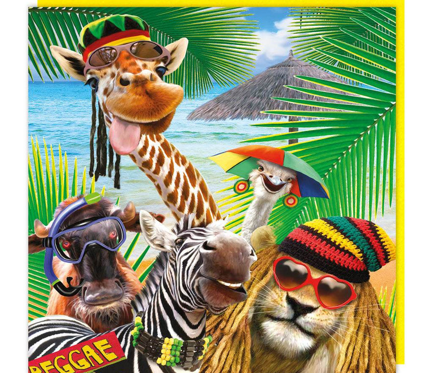 3D Lenticular Animal Beach Party Birthday Card - House of Cards