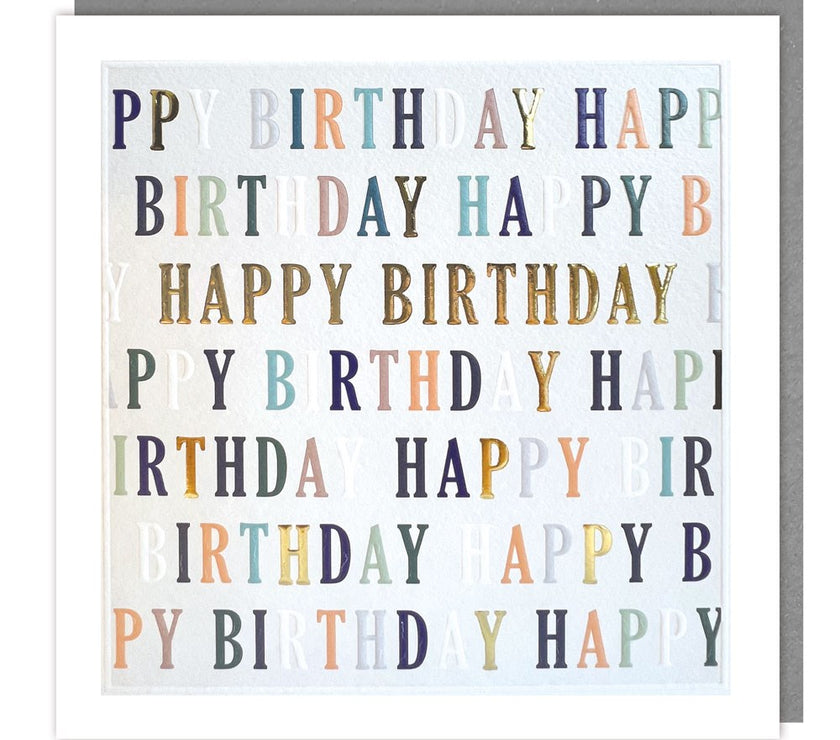 Colourful Letters Happy Birthday Card
