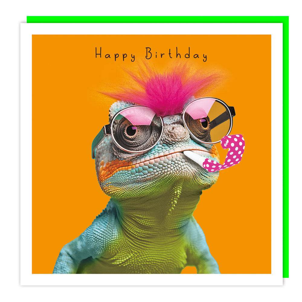 Fluff Chameleon Fabulous Birthday Card - House of Cards