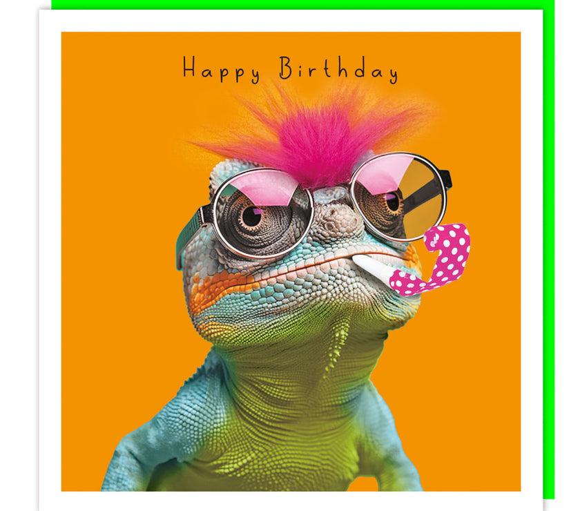 Fluff Chameleon Fabulous Birthday Card