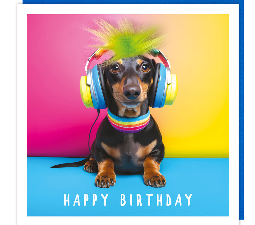 Fluff Dachshund Happy Birthday Card