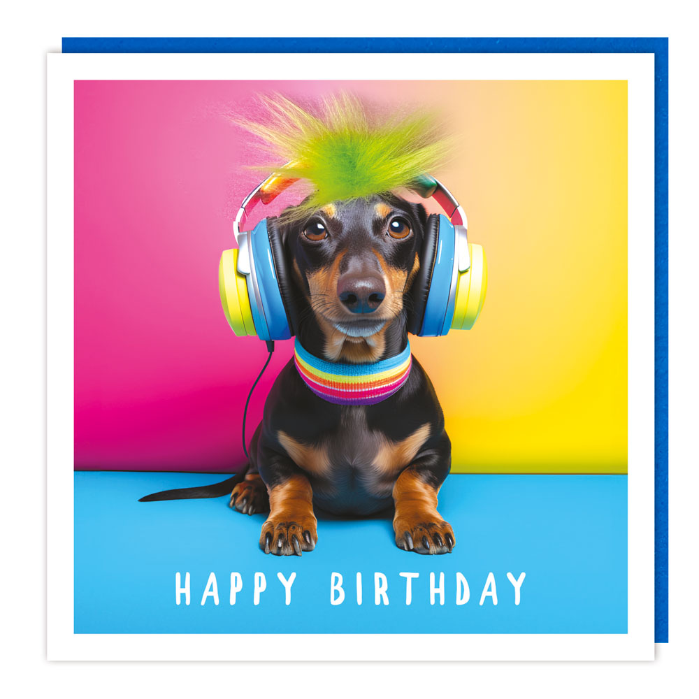 Fluff Dachshund Happy Birthday Card