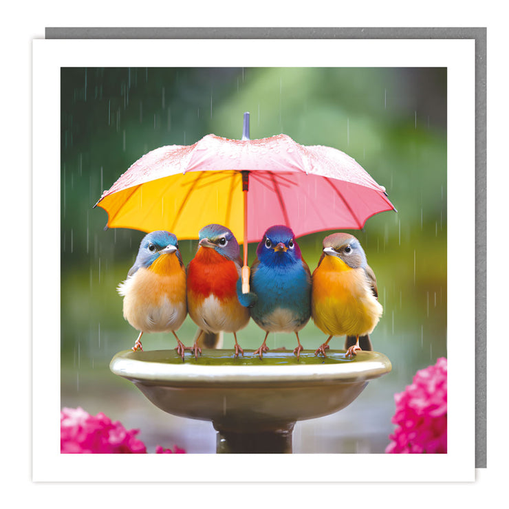 Umbrella Birds Greeting Card