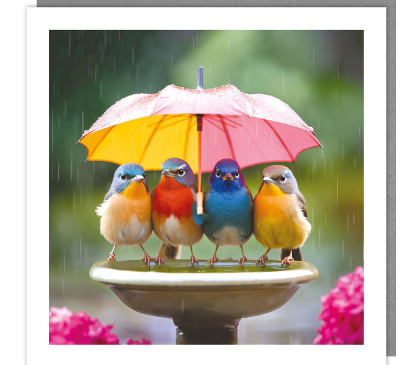 Umbrella Birds Greeting Card