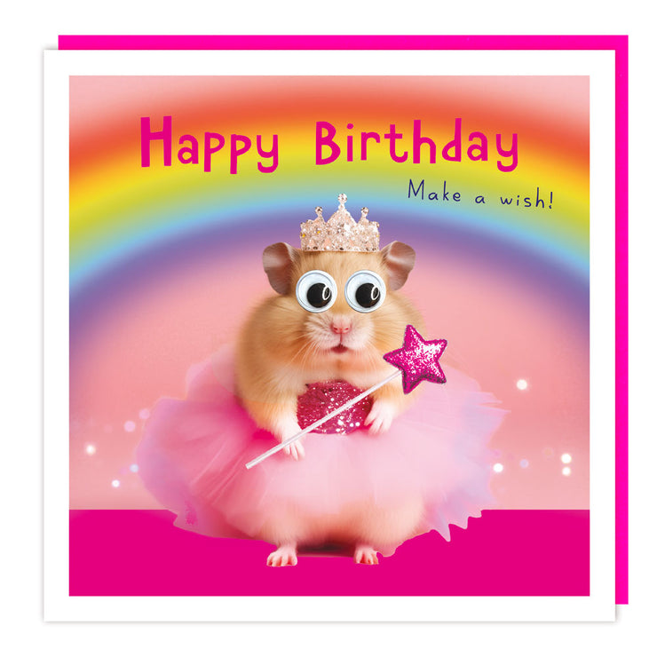 Googly Eyed Hamster in Tutu Birthday Card