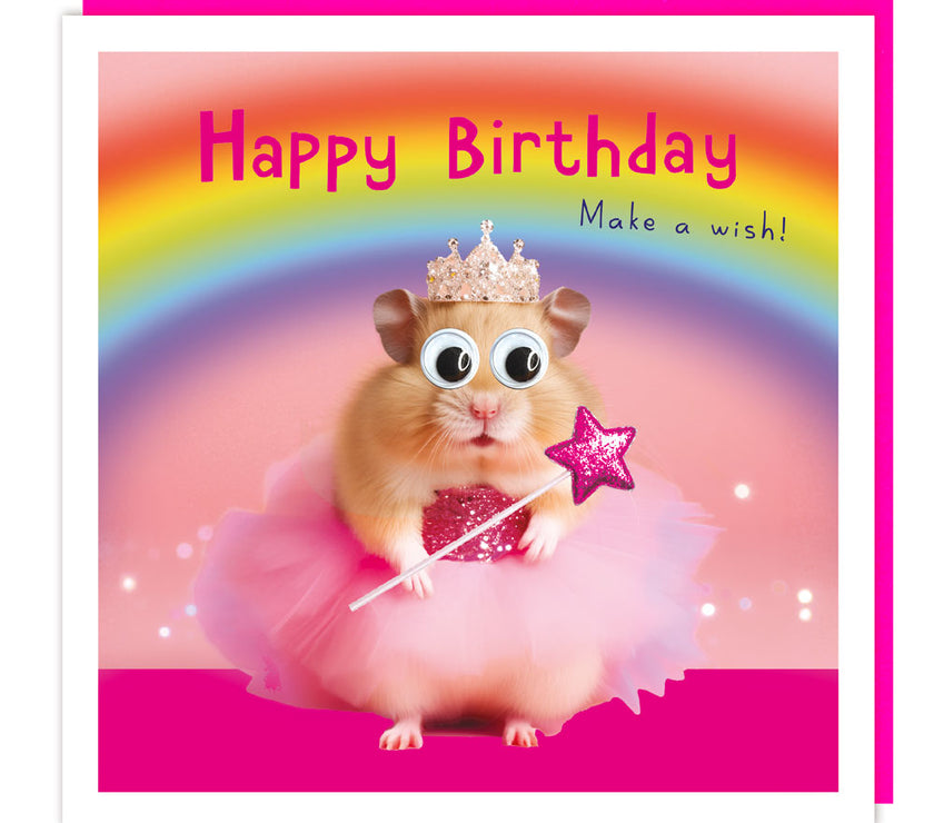 Googly Eyed Hamster in Tutu Birthday Card