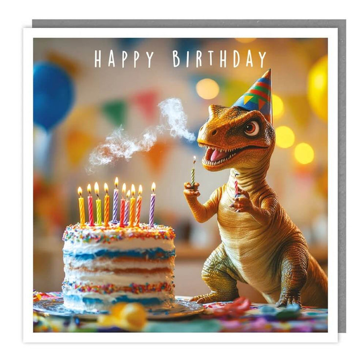Dinosaur and Cake Birthday Card