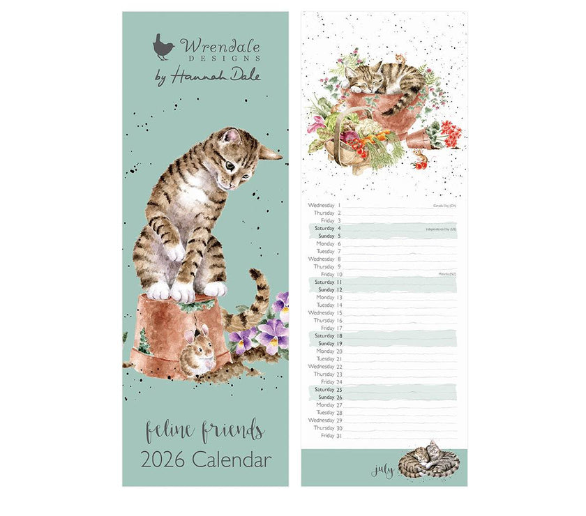 2026 Cats Feline Friends Slim Calendar - House of Cards