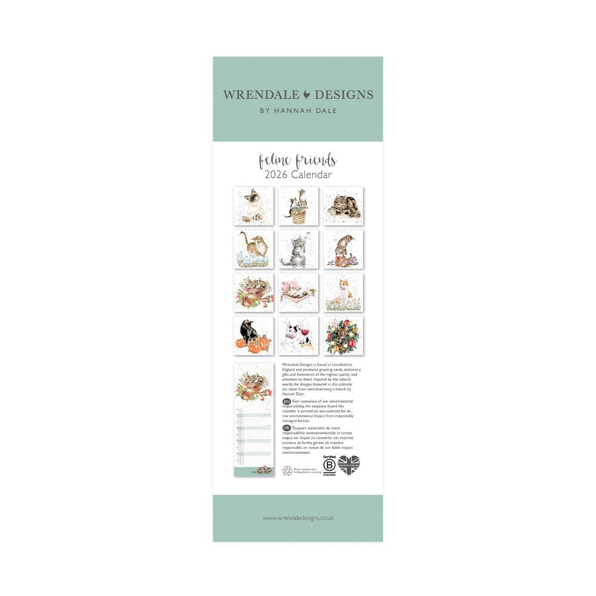 2026 Cats Feline Friends Slim Calendar - House of Cards