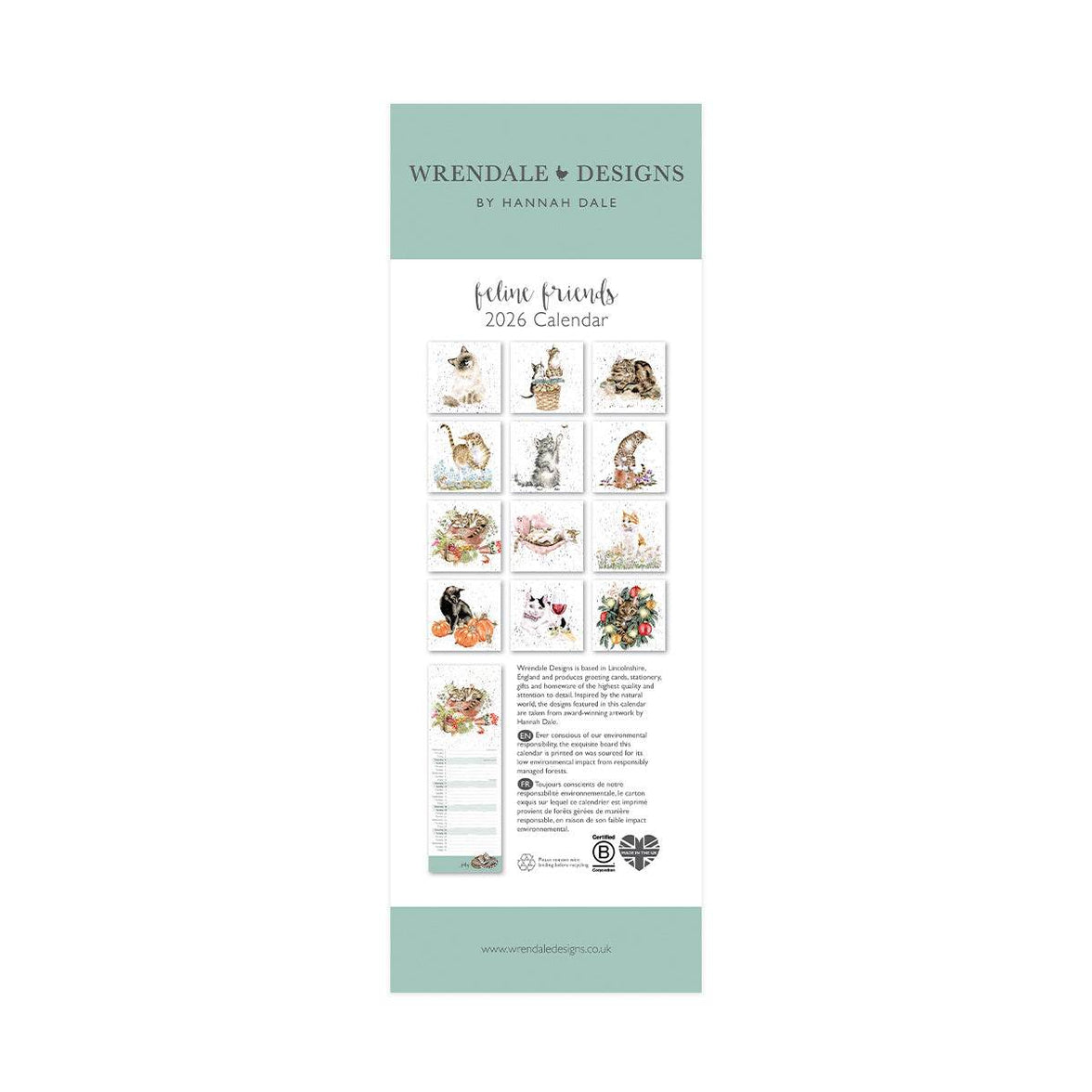 2026 Cats Feline Friends Slim Calendar - House of Cards