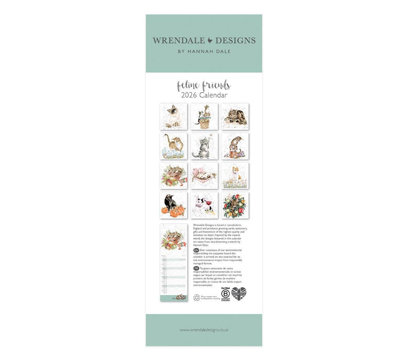2026 Cats Feline Friends Slim Calendar - House of Cards