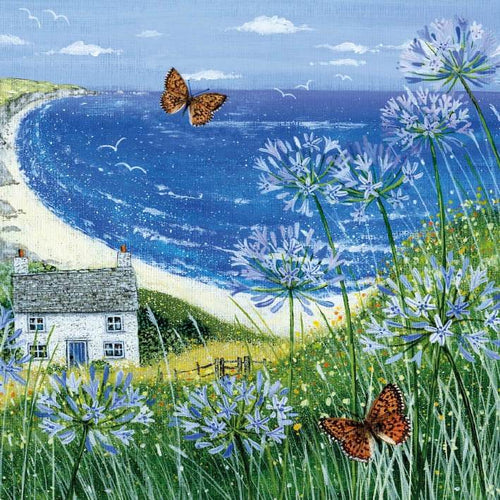 Agapanthus Seaview Greeting Card - House of Cards