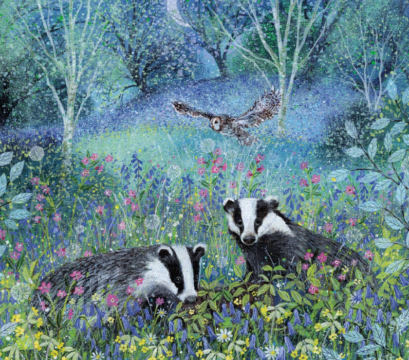 Moonlight Badgers Greeting Card