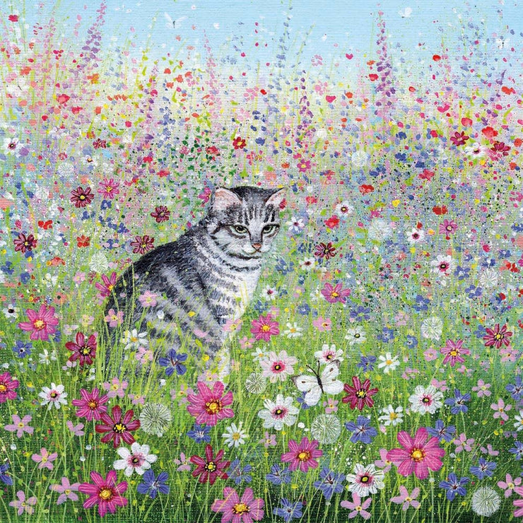 Cat in a Cottage Garden Greeting Card