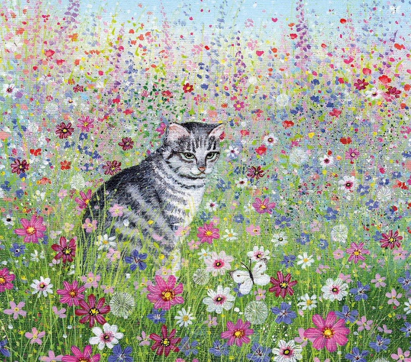 Cat in a Cottage Garden Greeting Card