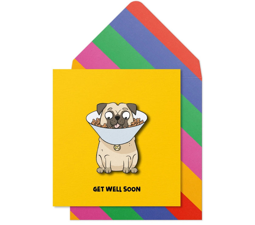 Get Well Soon Pug Greeting Card