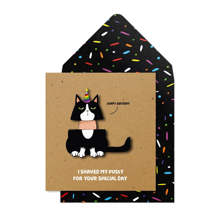 Shaved Cat Birthday Card
