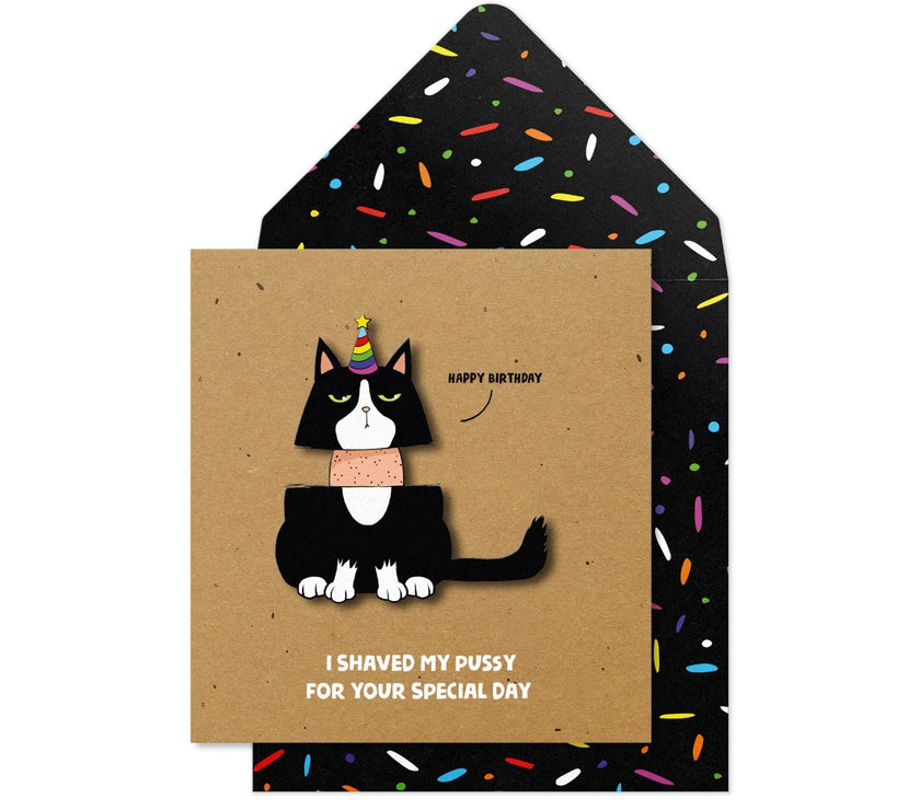 Shaved Cat Birthday Card