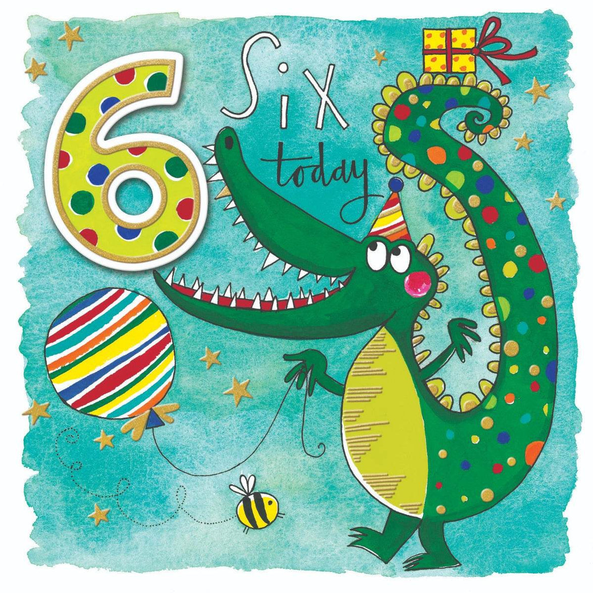 Crocodile Age 6 Birthday Card - House of Cards
