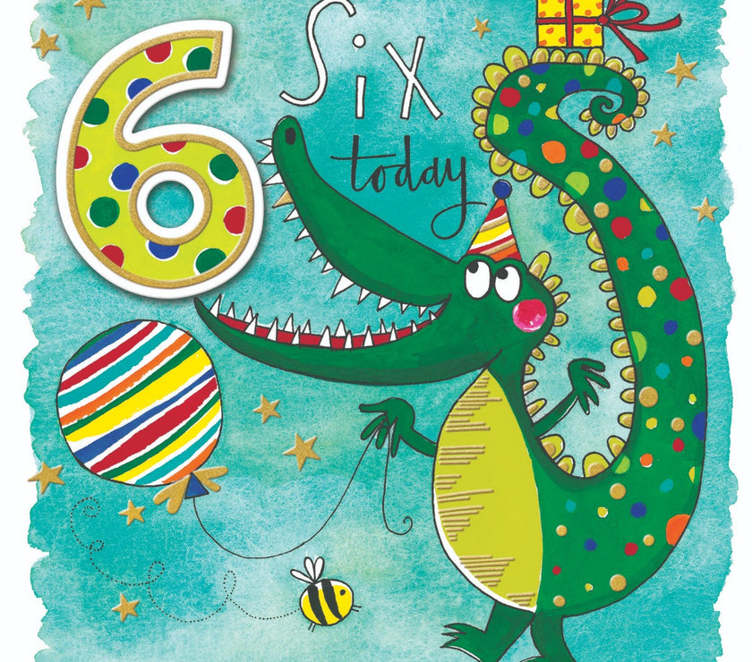 Crocodile Age 6 Birthday Card