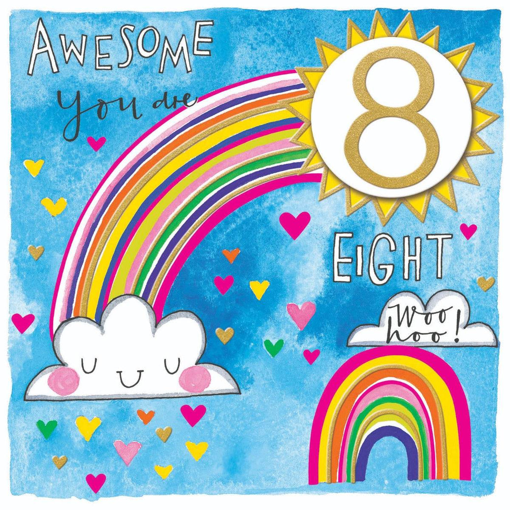 Rainbow Age 8 Birthday Card - House of Cards