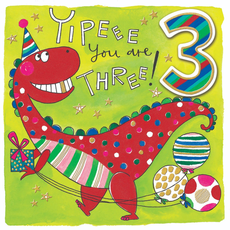 Dinosaur Age 3 Birthday Card