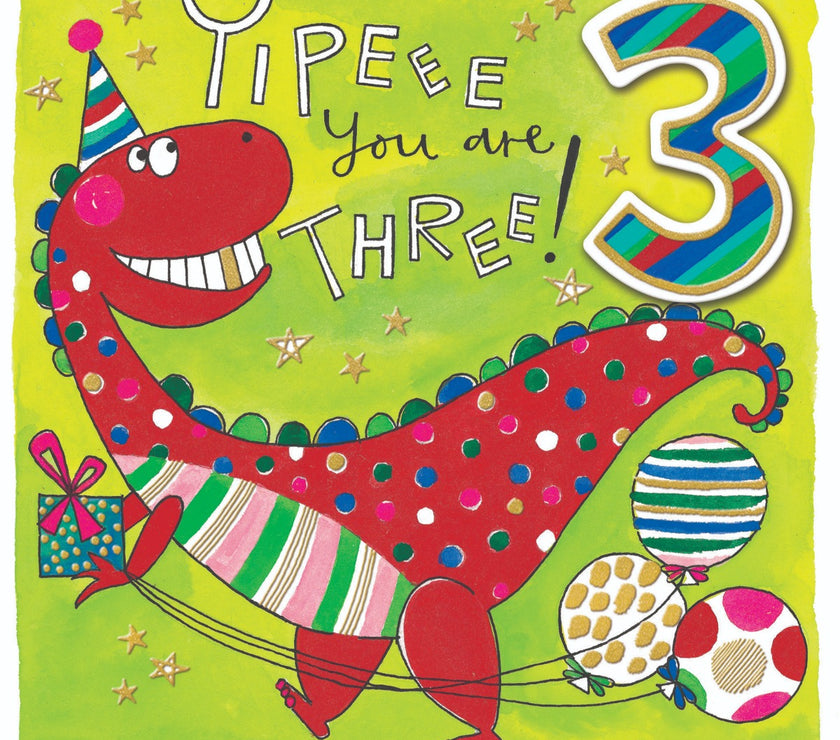 Dinosaur Age 3 Birthday Card