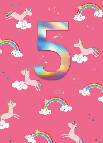 Crackerjack Unicorns 5th Birthday Card