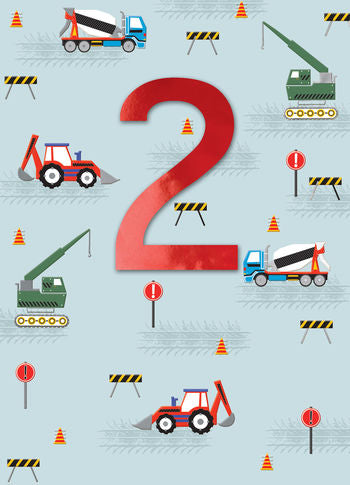 Crackerjack Vehicles 2nd Birthday Card