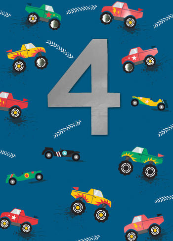 Crackerjack Cars 4th Birthday Card