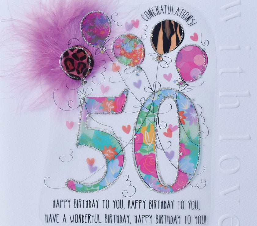 50th Handmade Birthday Card For Her - House of Cards
