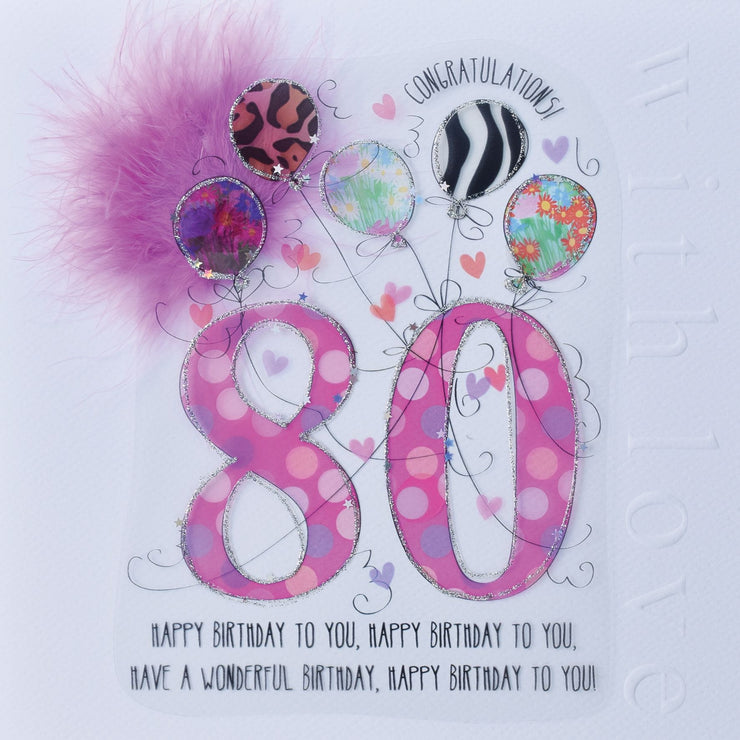 Handmade 80th Birthday Card For Her