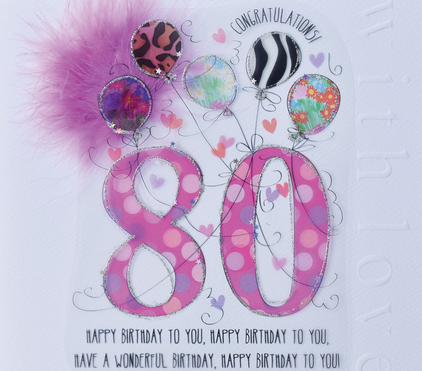 Handmade 80th Birthday Card For Her