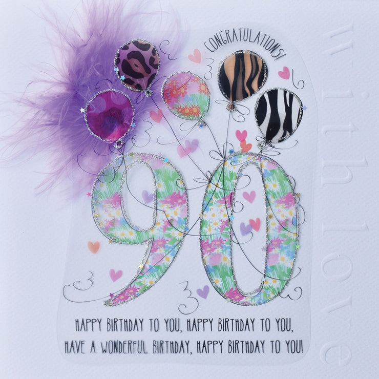 Handmade 90th Birthday Card For Her