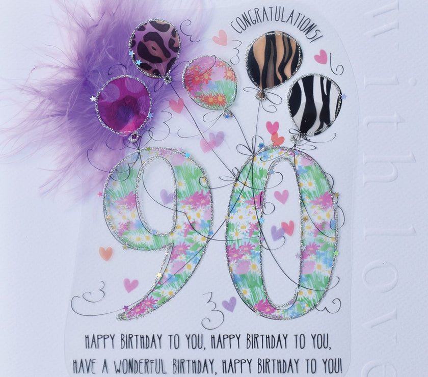 Handmade 90th Birthday Card For Her