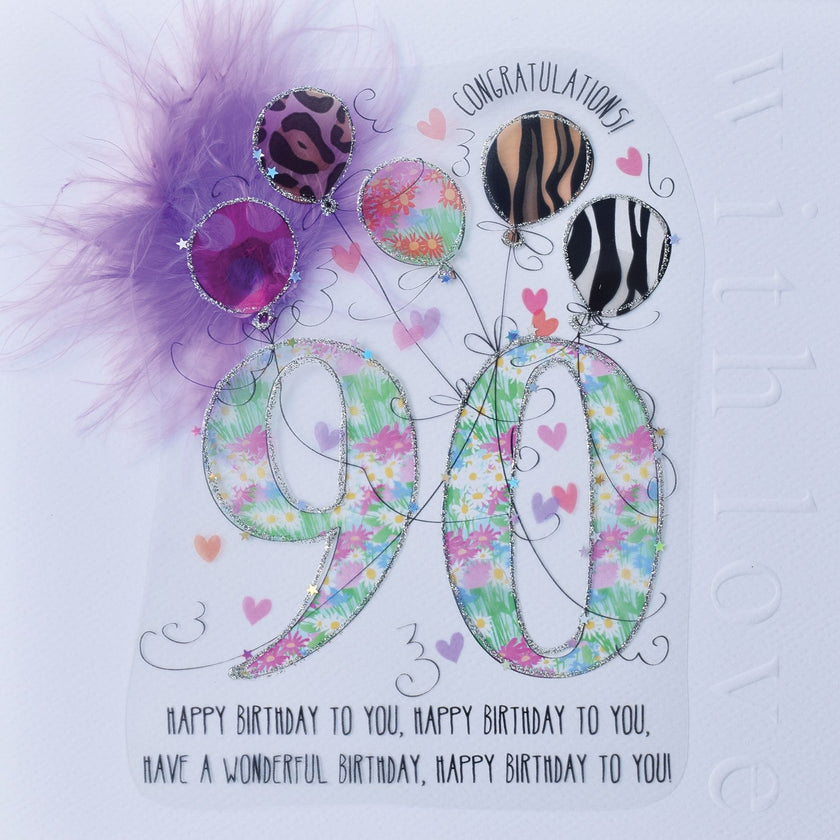 Handmade 90th Birthday Card For Her