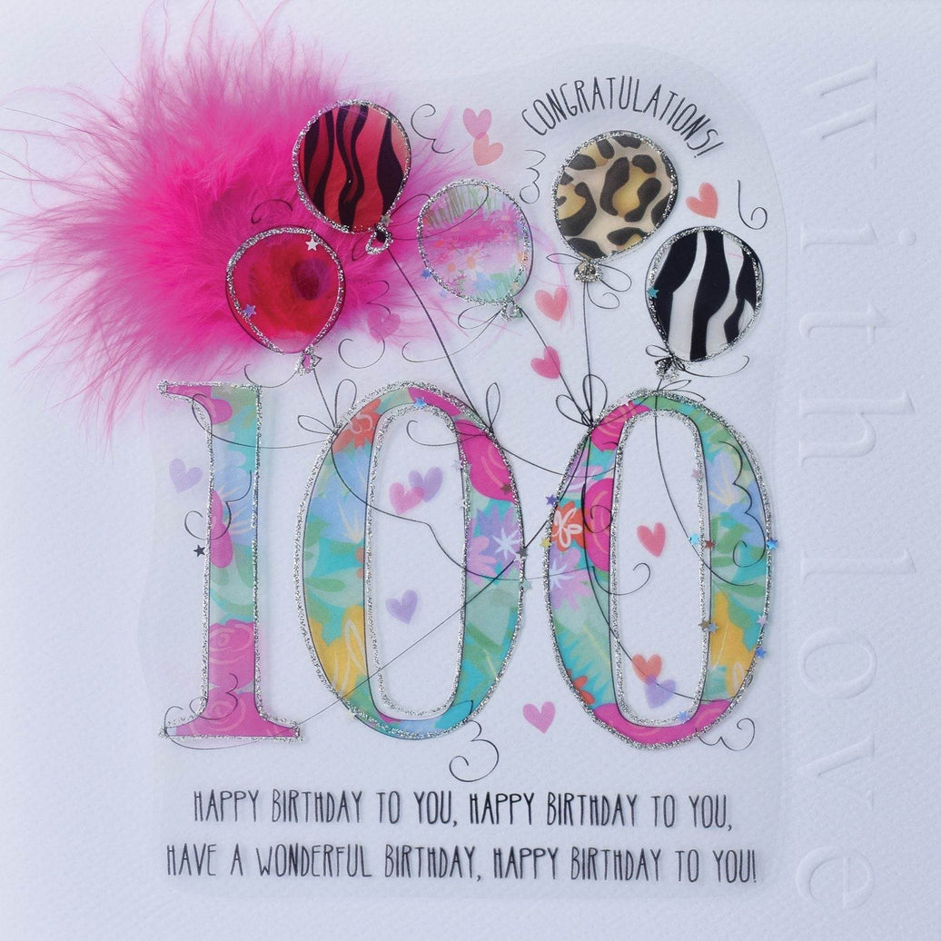 100th Handmade Birthday Card For Her - House of Cards